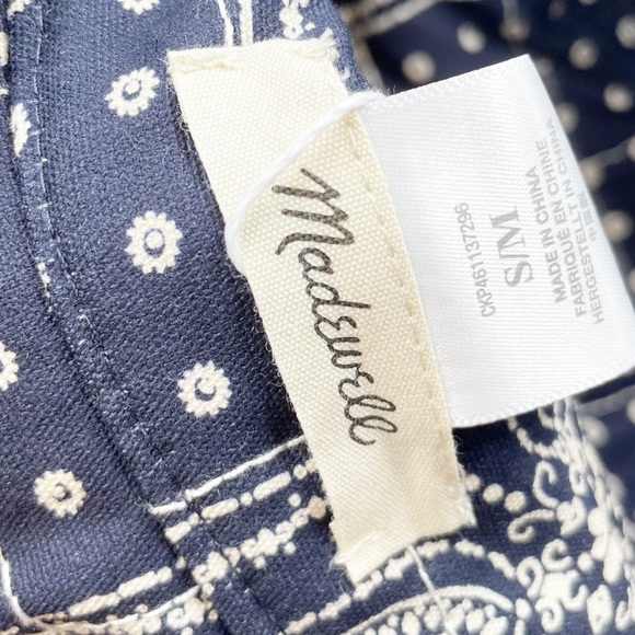 NEW Madewell Reversible Quilted Cotton Bucket Hat Twilight Cream Navy NE846 S/M - Picture 7 of 10